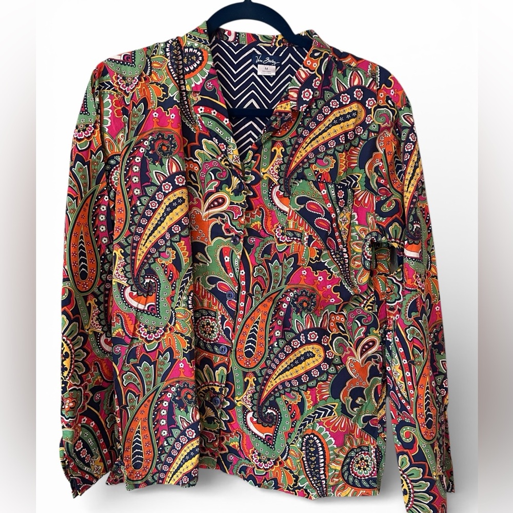 Vera Bradley Women’s Paisley Button Front Pajama Top Size Medium